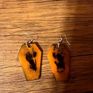 Orange Coffin-Shaped Earrings